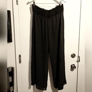 Be Creative Palazzo Pants Black White Polkadot Gauzy Sheer Boho Woman L-Xtra L